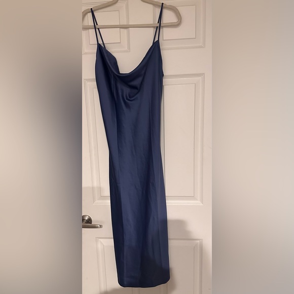 Carbon38 Blue Silky Bias Cut Slip Dress in Iris - Picture 3 of 8